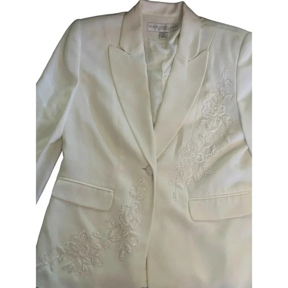 NWT‎ Valerie Stevens Evening Women's White One Button Embroidered Jacket Size 8P - Picture 4 of 13